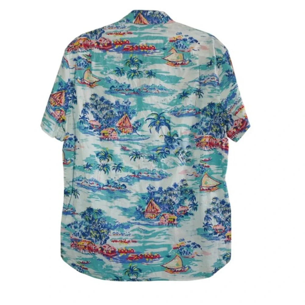 J. Crew Men's Slim Fit Tropical Island Print Short Sleeve Button Down‎ Shirt